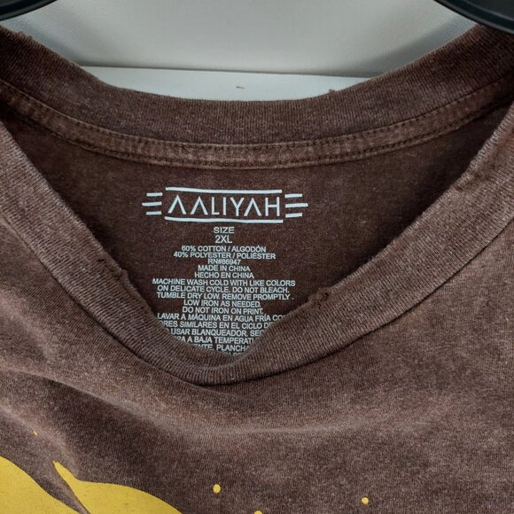 NWT Aaliyah Greatest Hits 1996 Brown Graphic T-Shirt Distressed-Washed Look 2XL - Picture 9 of 9